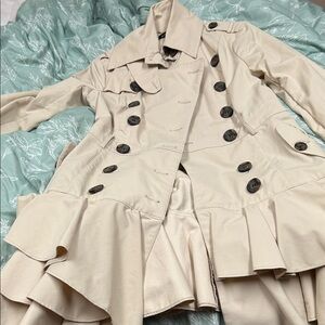 bebe Cream Double-Breasted Trench Coat